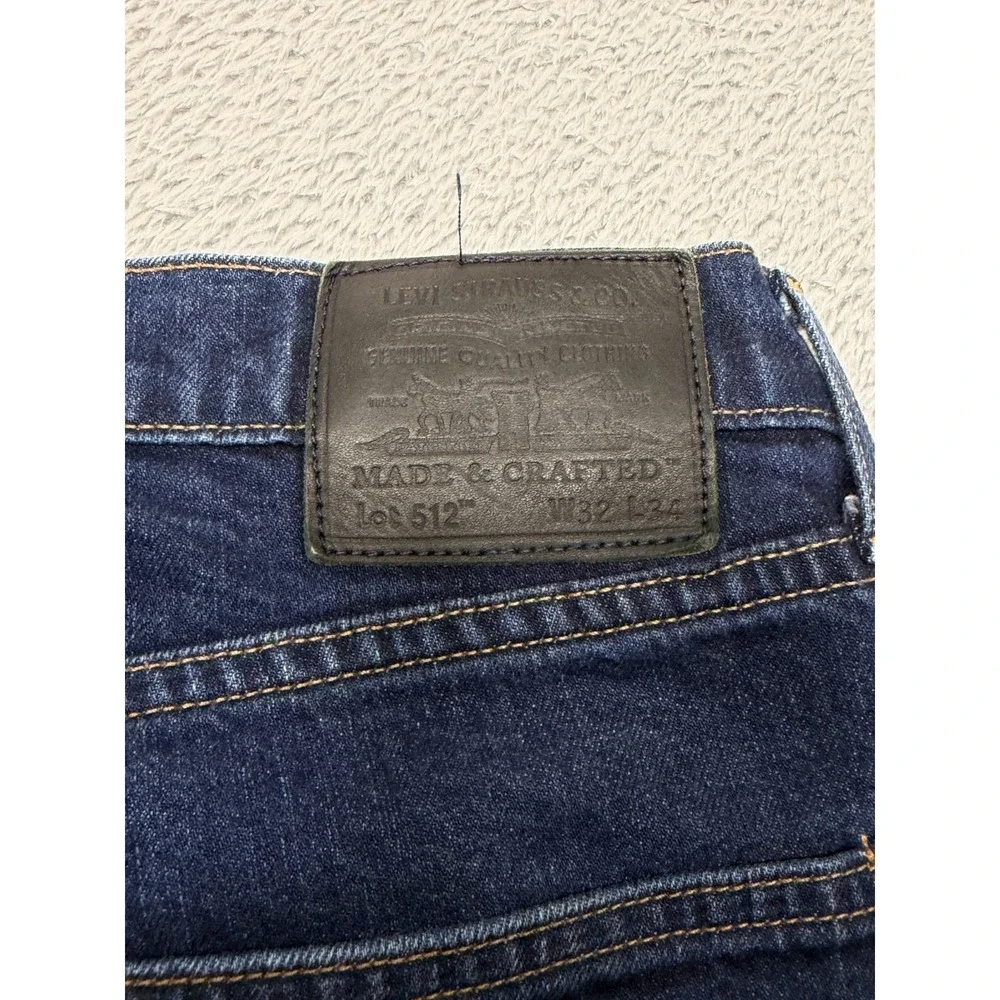 Levis 512 Jeans Mens 32x32 Blue Slim Taper Made & Crafted Organic Cotton Denim